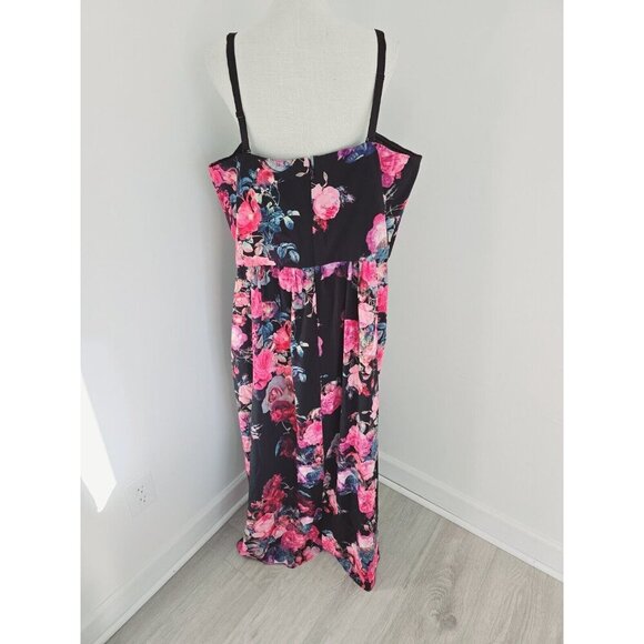 City Chic Romantic Rose Floral Strapless Faux Wrap Hi Low Maxi Dress 22 XL NEW - Picture 10 of 14